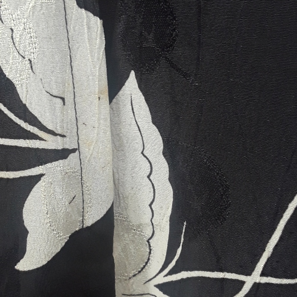 Vintage 80s Hawaiian floral dress tie top black embossed print - Picture 8 of 8